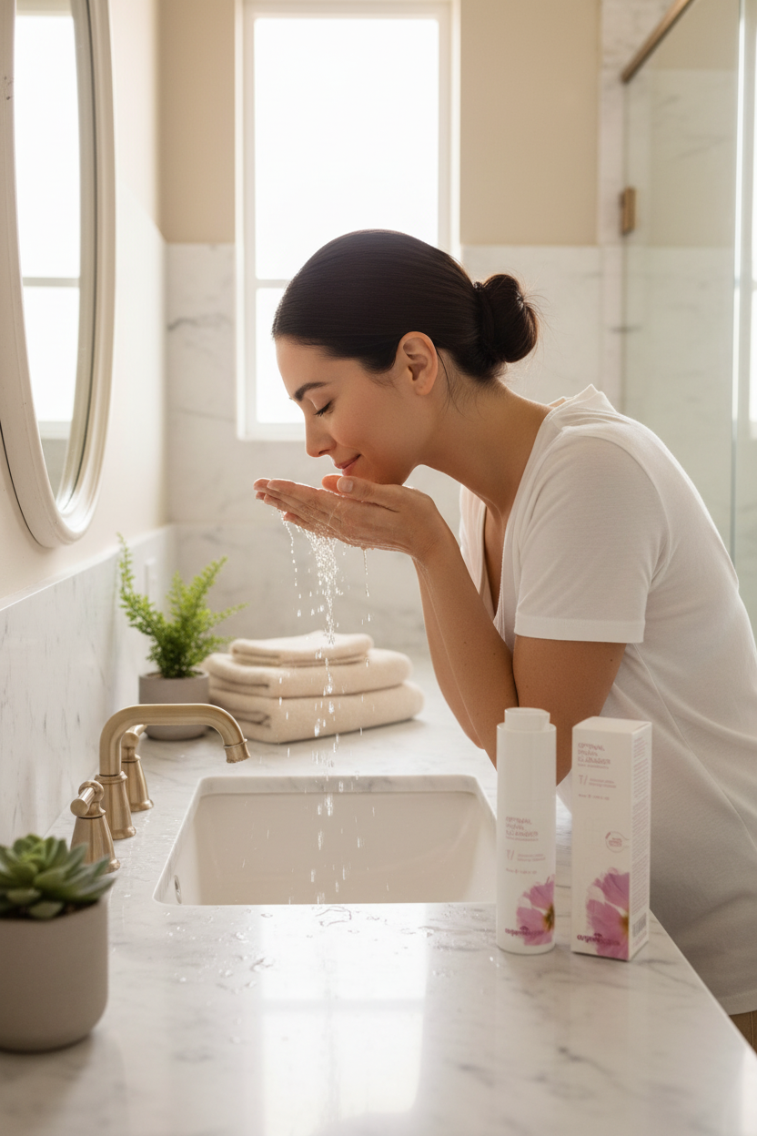 Optimal Facial Cleanser - Gesicht mit Wasser abspülen